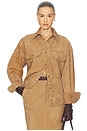 view 1 of 5 Suede Overshirt in Caramel