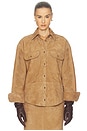 view 2 of 5 Suede Overshirt in Caramel