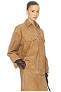 view 3 of 5 Suede Overshirt in Caramel