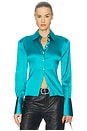 view 1 of 4 The Silk Charmeuse Shirt in Cerulean Blue