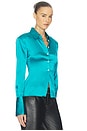 view 2 of 4 The Silk Charmeuse Shirt in Cerulean Blue