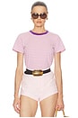 view 1 of 5 Little Boy Tee in Stripe in Pink Stripe With Purple Rib