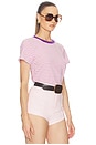 view 2 of 5 Little Boy Tee in Stripe in Pink Stripe With Purple Rib
