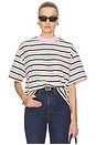 view 1 of 5 T-SHIRT THE BOXY in Pink And Navy Stripe