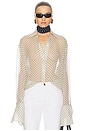 view 2 of 6 The Relaxed Shirt in Silk Chiffon in Ivory & Black Dot