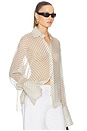 view 3 of 6 The Relaxed Shirt in Silk Chiffon in Ivory & Black Dot
