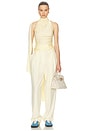 view 1 of 4 Natasha Silk Halter in Yellow & Taupe Dot