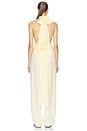 view 3 of 4 Natasha Silk Halter in Yellow & Taupe Dot