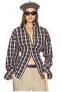 view 1 of 5 Waisted Button Down Shirt in Plaid in Brown Plaid