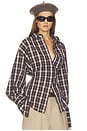 view 2 of 5 Waisted Button Down Shirt in Plaid in Brown Plaid