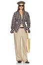 view 5 of 5 Waisted Button Down Shirt in Plaid in Brown Plaid