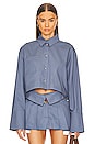 view 1 of 4 Chino Cropped Shirt in Blue Grey