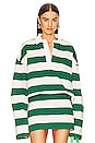 view 1 of 5 CAMISA OVERSIZED RUGBY in Green & Ivory Stripe