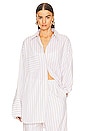 view 1 of 6 Cotton Poplin Stripe Oversized Shirt in Beige Stripe