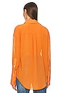 view 3 of 4 Sheer Button Slim Shirt in Orange