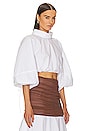 view 2 of 4 Cotton Poplin Puff Sleeve Top in White