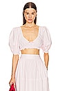 view 1 of 4 Poplin Cropped Peasant Top in Pale Pink
