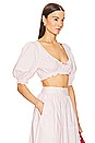 view 2 of 4 Poplin Cropped Peasant Top in Pale Pink