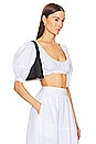 view 2 of 4 Poplin Cropped Peasant Top in White