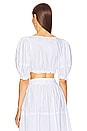 view 3 of 4 Poplin Cropped Peasant Top in White