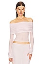 view 1 of 4 Sheer Knit Off The Shoulder Top in Ballet Pink