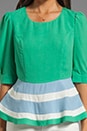 view 3 of 5 Blocked Peplum Blouse en Vintage Blue/Mint in Vintage Blue & Mint