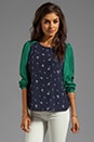 view 1 of 5 Blocked Button Back Blouse in Navy Floral