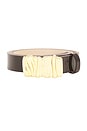 view 3 of 3 Gaia Patent Belt in Gold & Brown