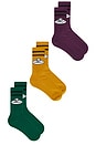 view 2 of 3 X Fruit Of The Loom Crew Socks 3-pack in Magenta, Yellow, & Green