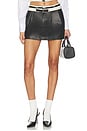 view 1 of 6 Leather Flip Waist Mini Skirt With Belt in Black