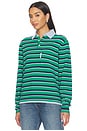 view 2 of 5 Knit Stripe Polo in Green Stripe
