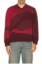 view 4 of 5 The Red Landscape Oversized V-Neck Sweater in Ruby Red
