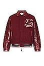 view 1 of 4 Vinyl Free Fallin Bomber Jacket in Blood Red