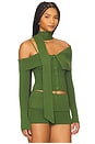 view 2 of 4 One Love One Shoulder Sweater in Pine Green