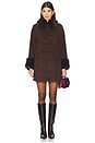 view 1 of 3 The Dolly Coat With Faux Fur Trim in Rosewood Brown