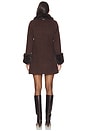 view 3 of 3 The Dolly Coat With Faux Fur Trim in Rosewood Brown