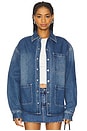 view 2 of 6 Take A Trip Topstitch Shirt in Blue Wash