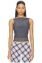 view 1 of 5 Double Layer Sleeveless Mesh Top in Steel Grey