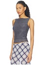 view 2 of 5 Double Layer Sleeveless Mesh Top in Steel Grey