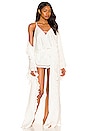view 6 of 6 Avril Linen Frill Robe in White