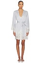 view 1 of 5 Peyton Short Robe in Ivory Lace With Eggshell Blue