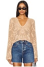 view 1 of 4 Kameli Pointelle Cropped Sweater in Tan