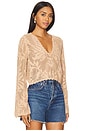 view 2 of 4 Kameli Pointelle Cropped Sweater in Tan