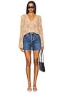 view 4 of 4 Kameli Pointelle Cropped Sweater in Tan