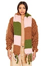 view 1 of 3 Adora Chunky Knit Scarf in Khaki, Cream, Mustard, & Baby Pink