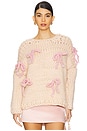 view 1 of 4 Cream Chunky Bow Sweater in Cream & Pink