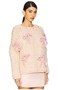 view 2 of 4 Cream Chunky Bow Sweater in Cream & Pink