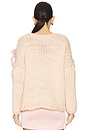 view 3 of 4 Cream Chunky Bow Sweater in Cream & Pink