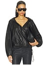 view 1 of 4 Sisi Leather Hooded Blouse in Black