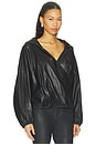 view 2 of 4 Sisi Leather Hooded Blouse in Black